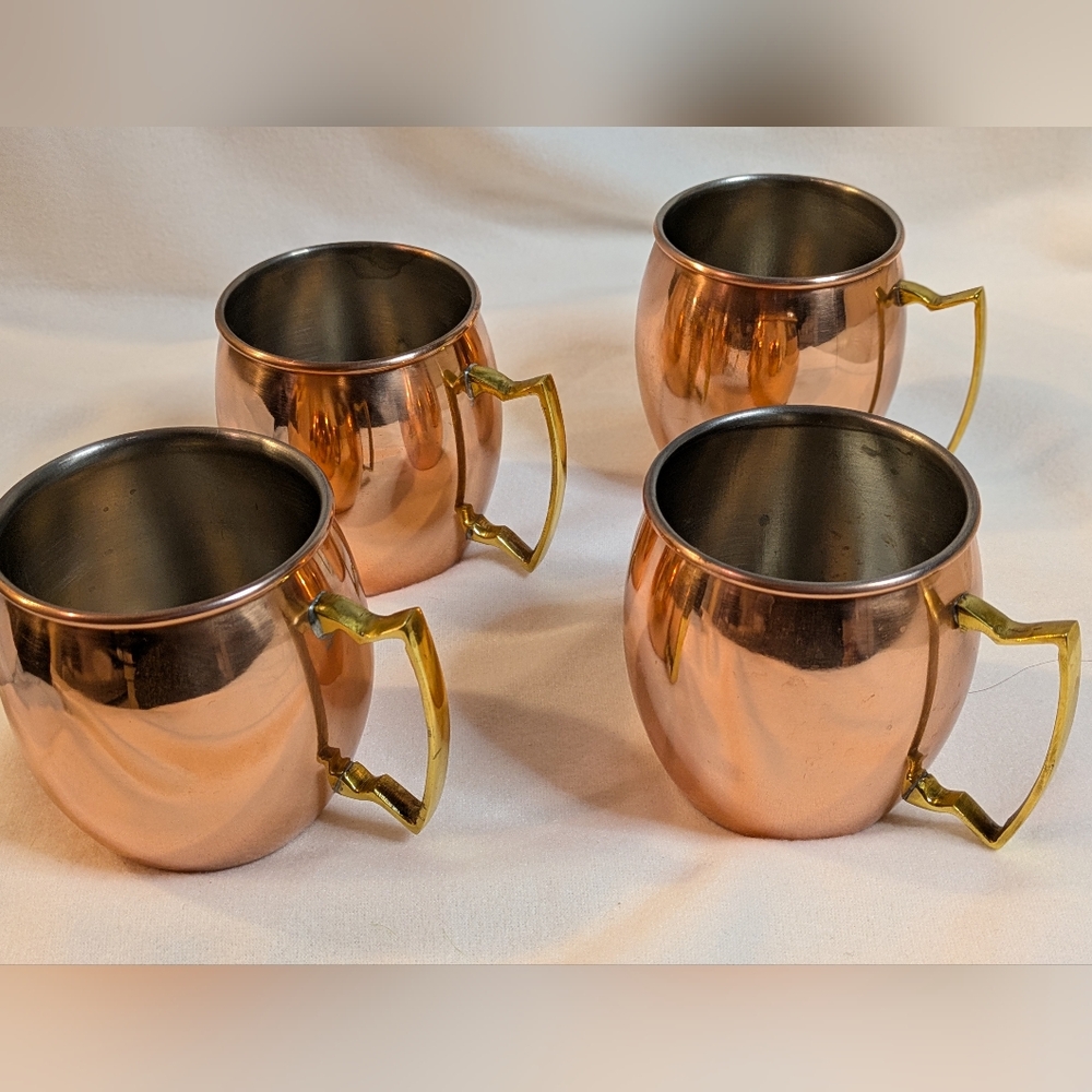 Genuine Copper Moscow Mule  Mug Cocktail Beer Brass Handle 18oz  4 Large Cups